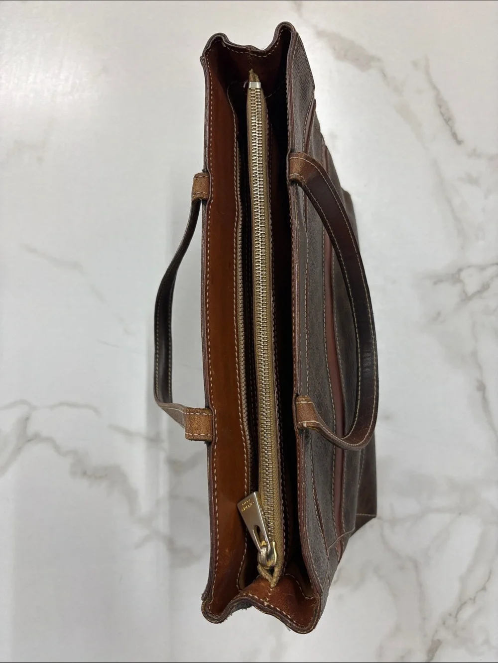 Celine Macadam tote bag Tan and Beige Leather Zip Tote with Silver Hardware - Picture 12 of 12